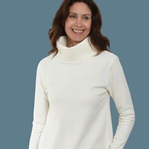 NWT Women's Talbots Funnel Neck Microfleece Fleece Pullover Top Ivory Size LARGE